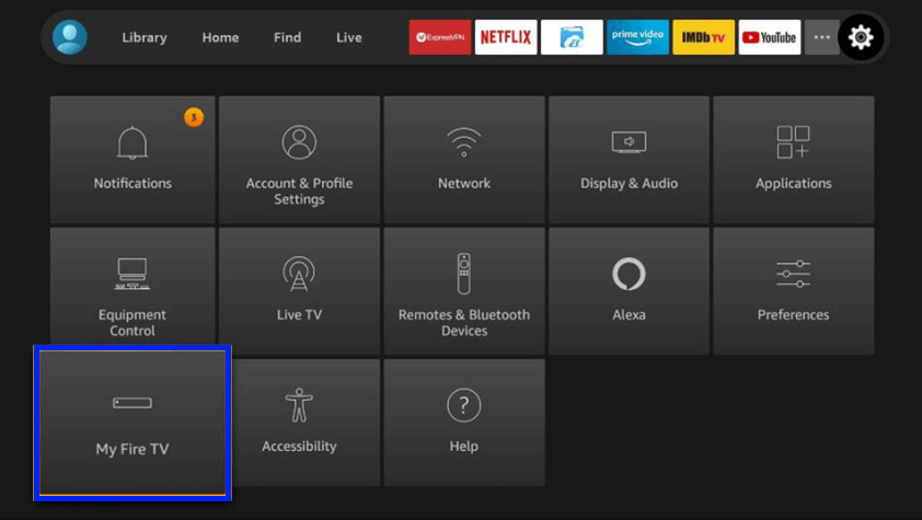 Choose the My Fire TV option. ESPN on Firestick [update]