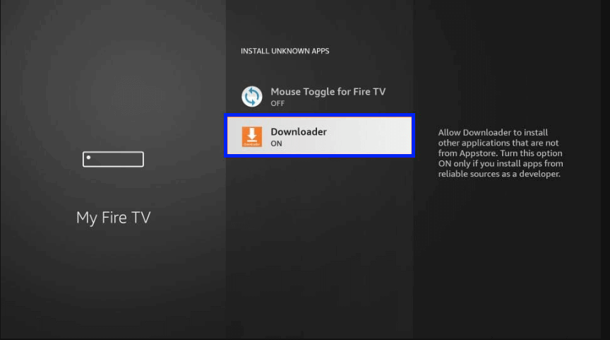 Select the Downloader -HBO Max on Firestick