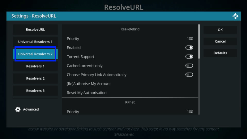 Select Universal Resolver 2. real debrid on firestick