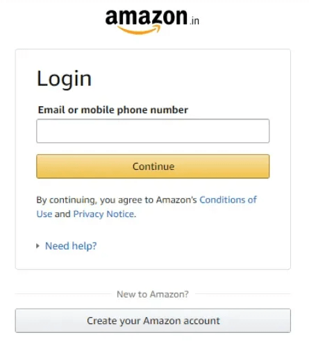 Log in to Amazon account.